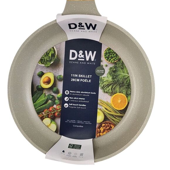 D&W Deane and White Cookware 11in Nonstick Skillet Frying Pan Greige Speckled - Picture 5 of 15